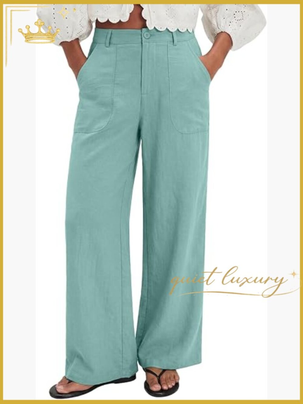 High Waist Wide Leg Palazzo Linen Pants Summer Casual Travel Trousers